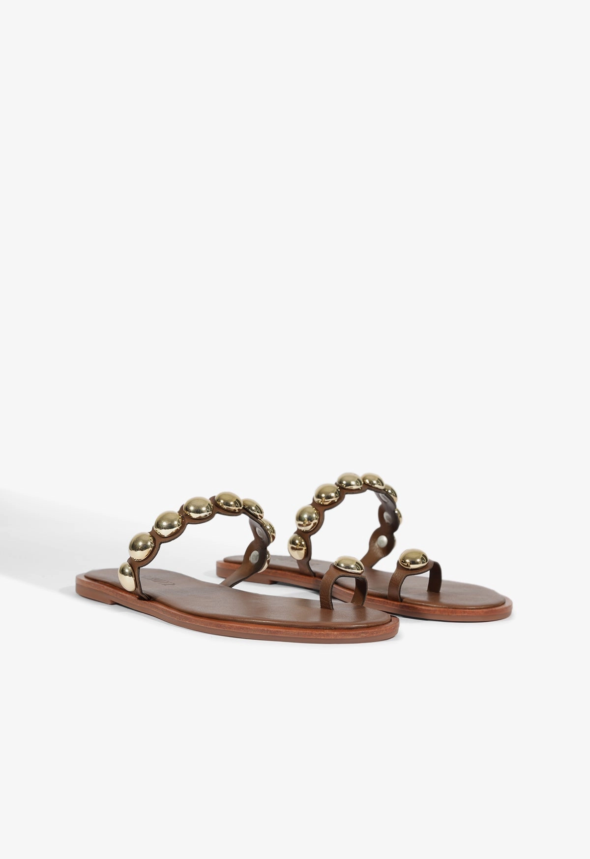 Romy Brown Leather Flat Sandal