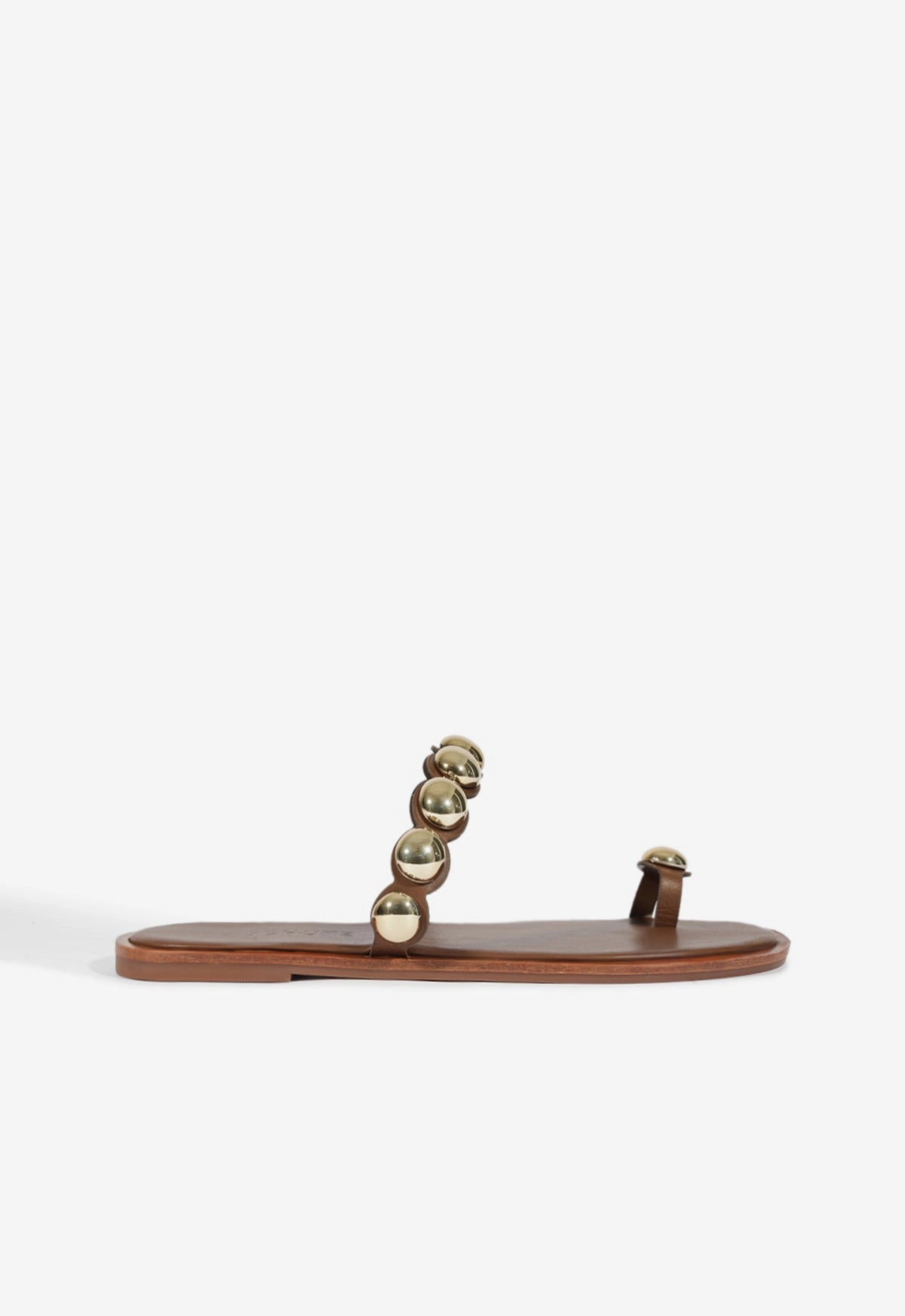 Romy Brown Leather Flat Sandal