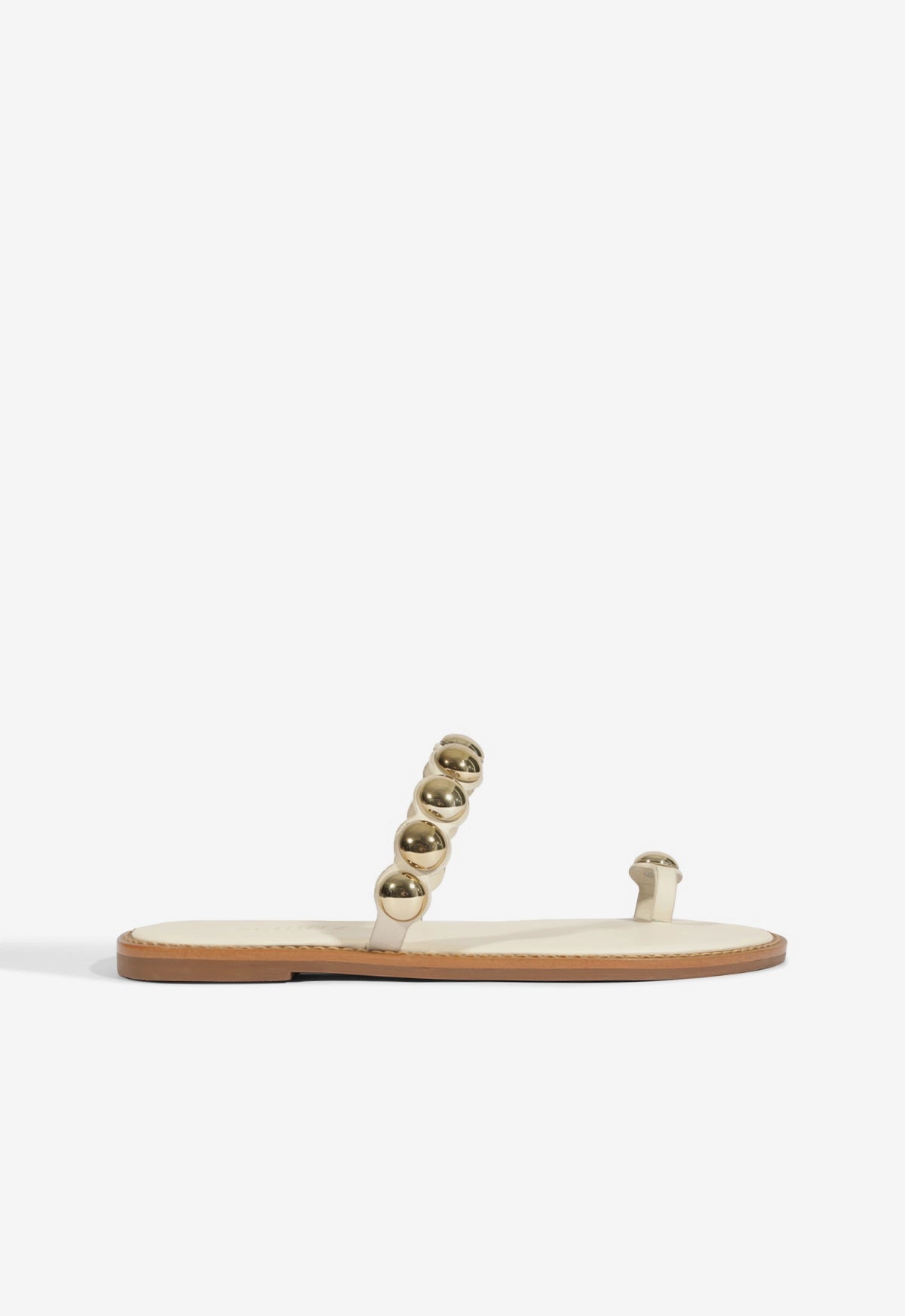Romy White Leather Flat Sandal