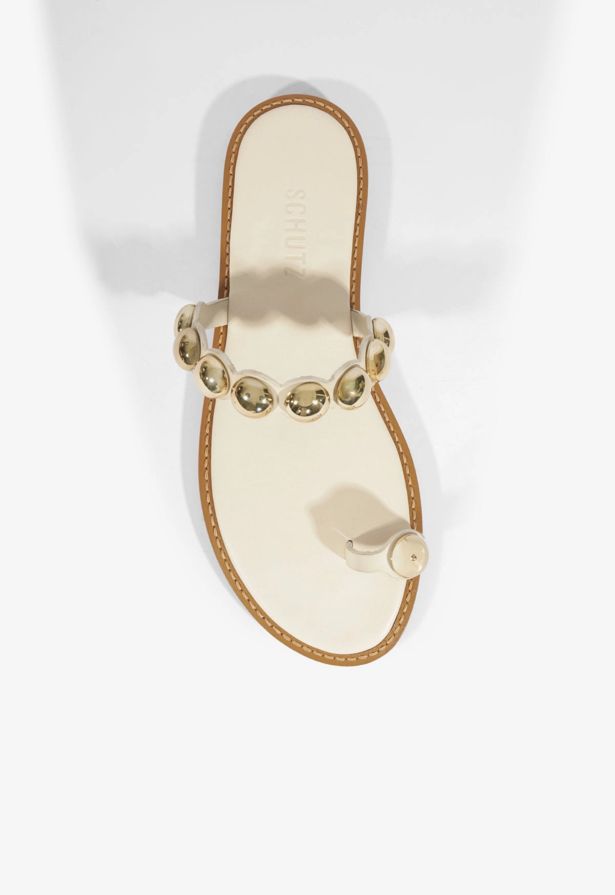 Romy White Leather Flat Sandal
