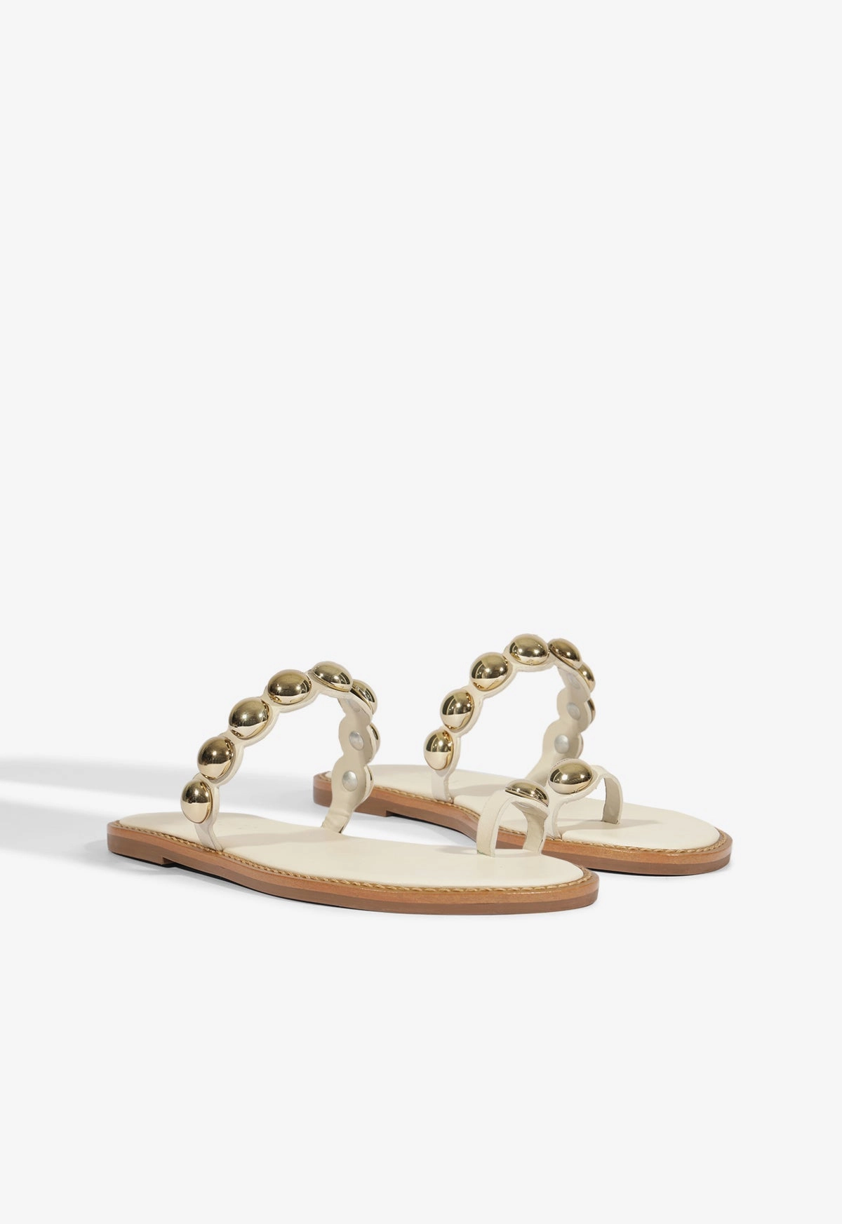 Romy White Leather Flat Sandal