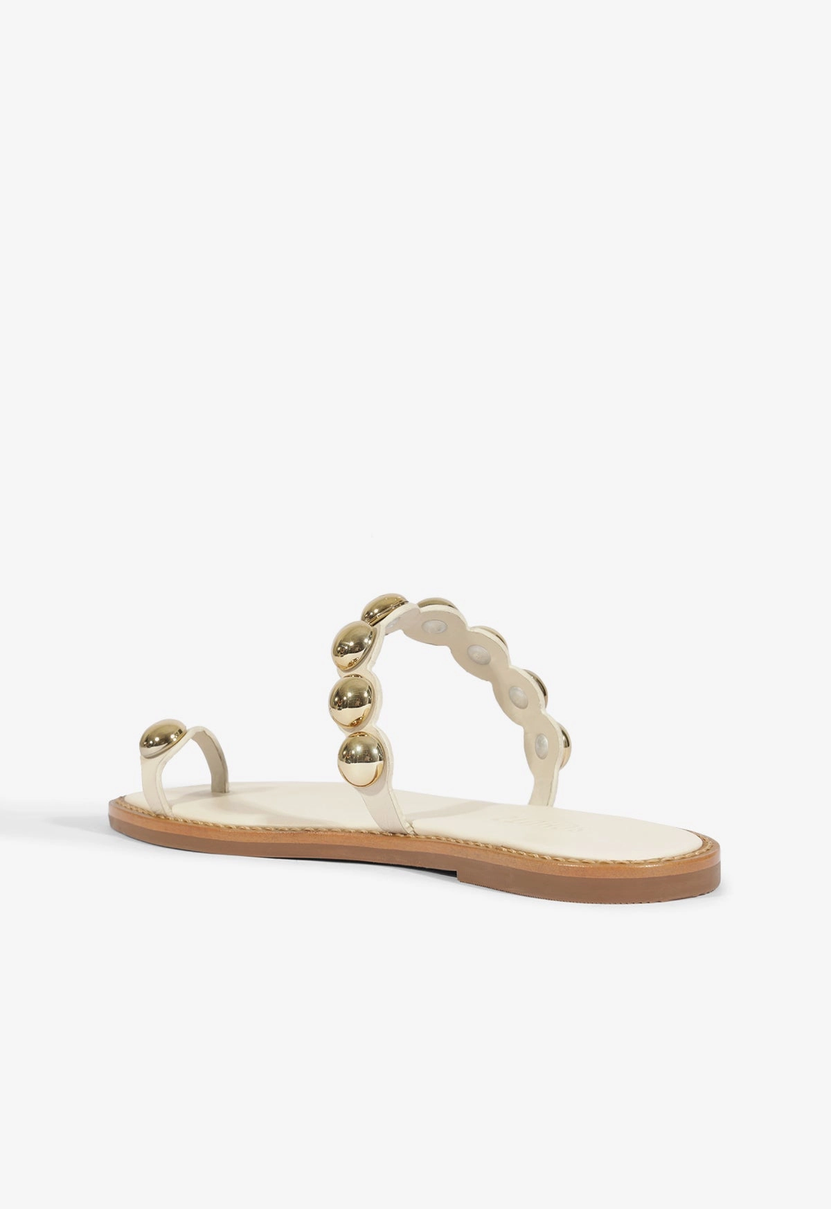 Romy White Leather Flat Sandal