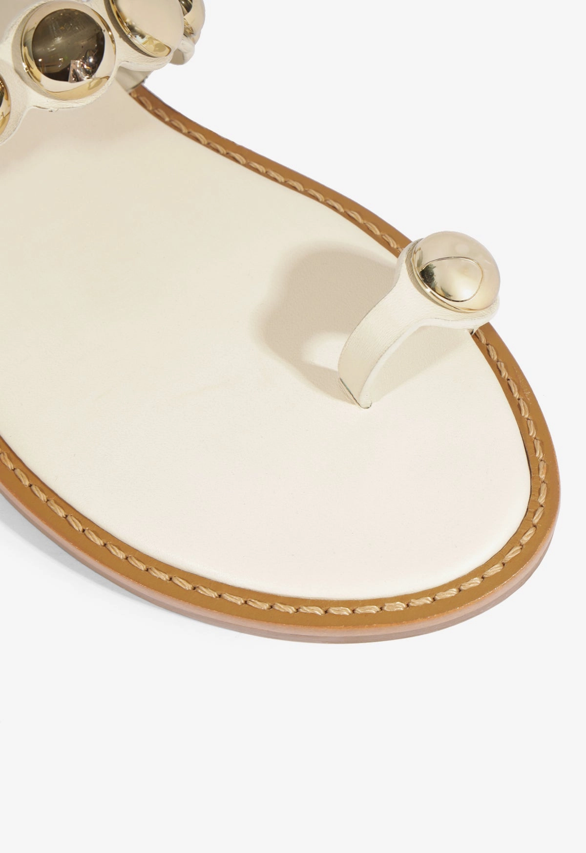 Romy White Leather Flat Sandal