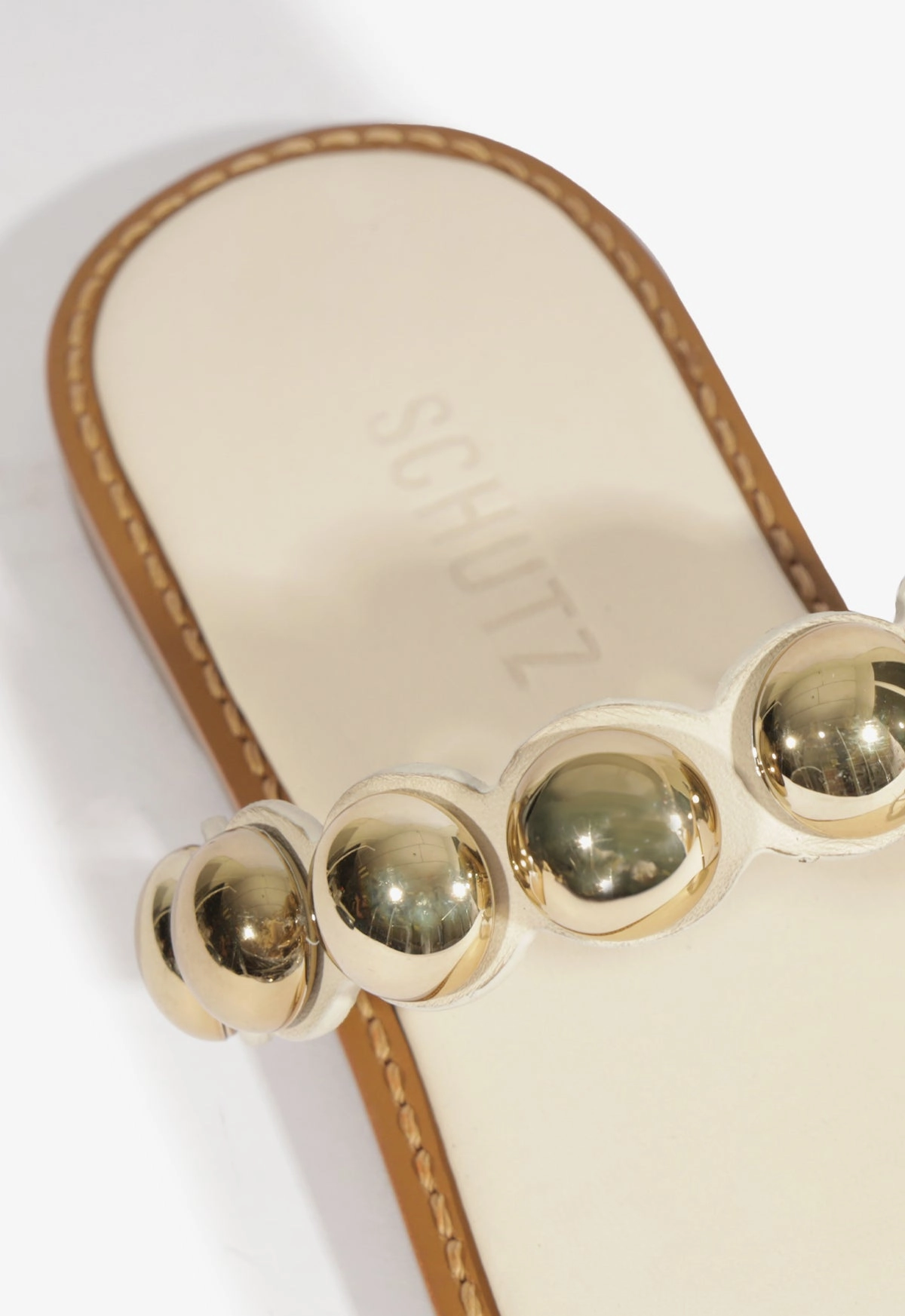 Romy White Leather Flat Sandal