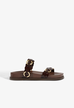 Selina Brown Leather Sporty Sandal
