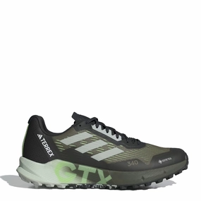Shoes Adidas Terrex Men Adidas Terrex Agravic Flow Gore-Tex Trail Running Shoes 2.0 Olive Strata / Wonder Silver / Green Spark