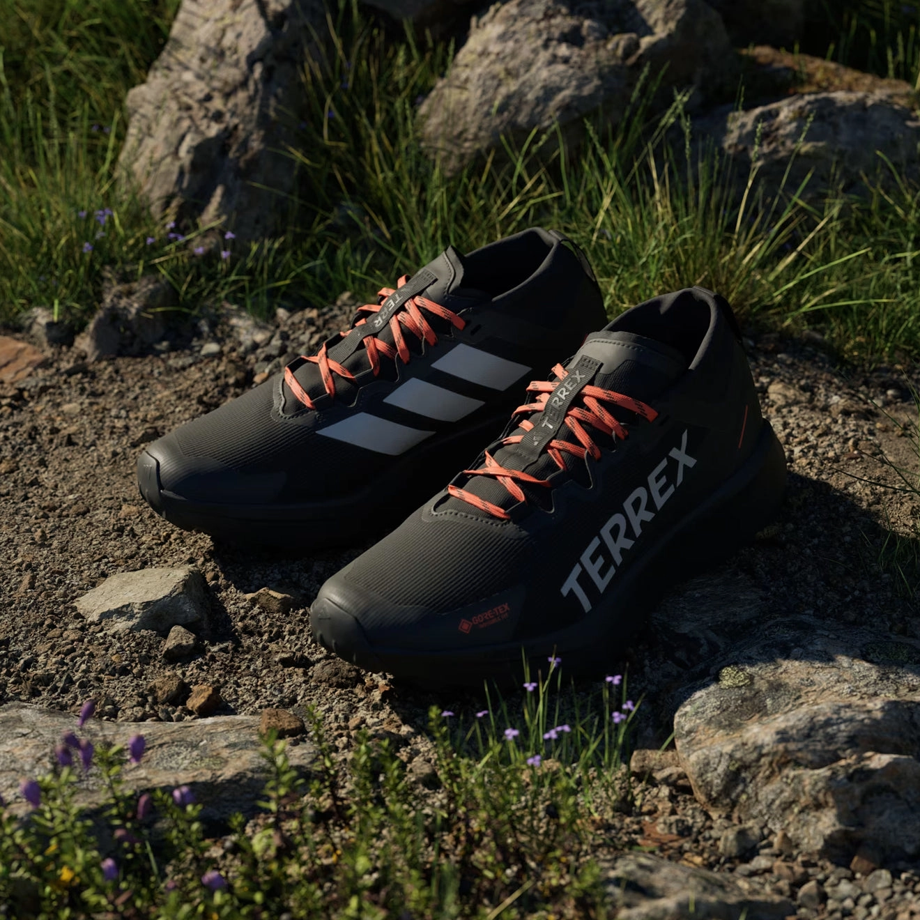 Shoes Adidas Terrex Men Adidas Terrex Agravic GTX Trail Running Shoe Core Black / Grey / Semi Impact Orange