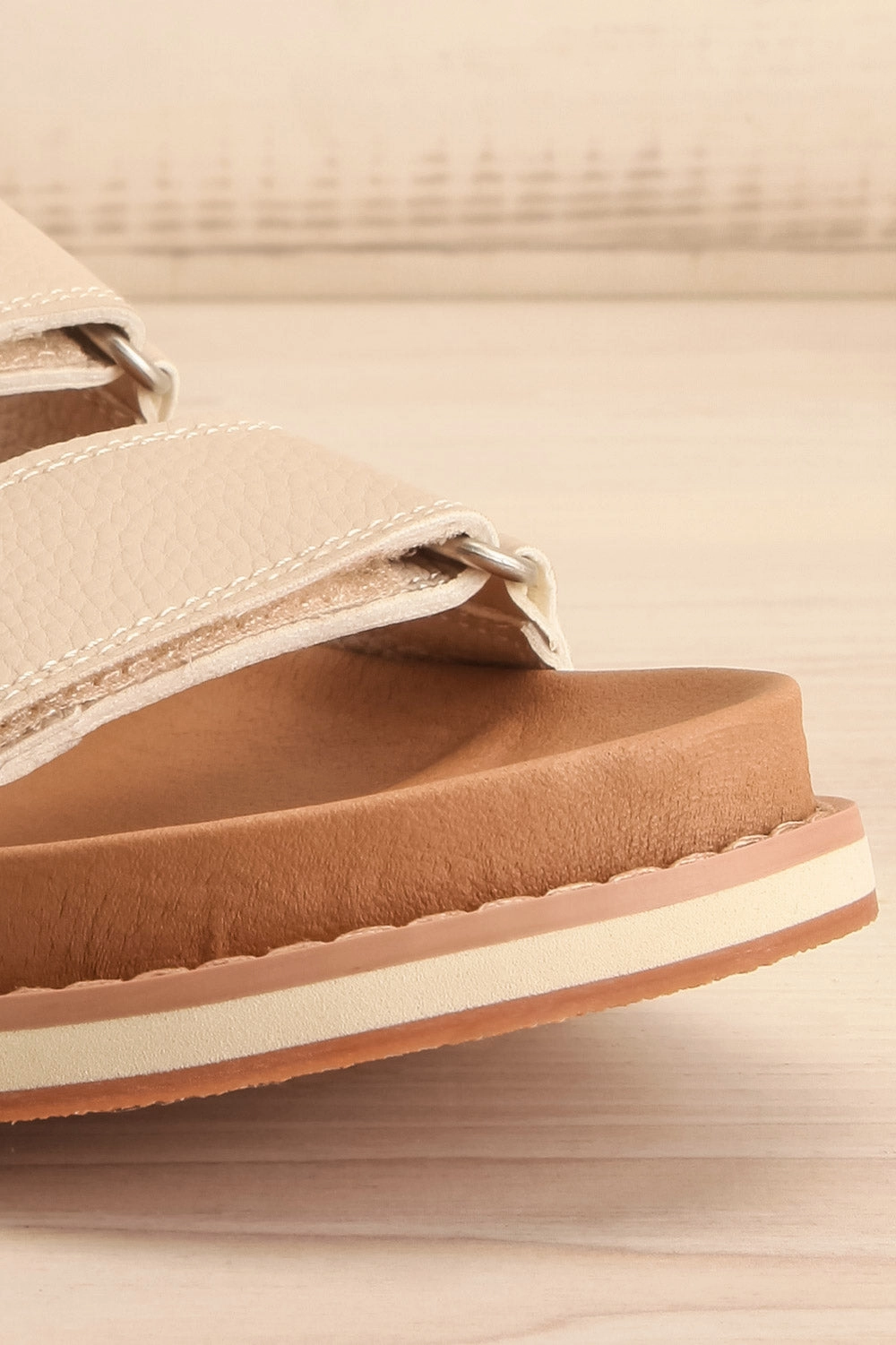 Siemna Grey | Slide Sandals w/ Velcro Straps