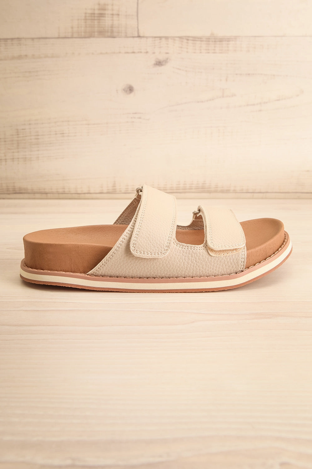 Siemna Grey | Slide Sandals w/ Velcro Straps