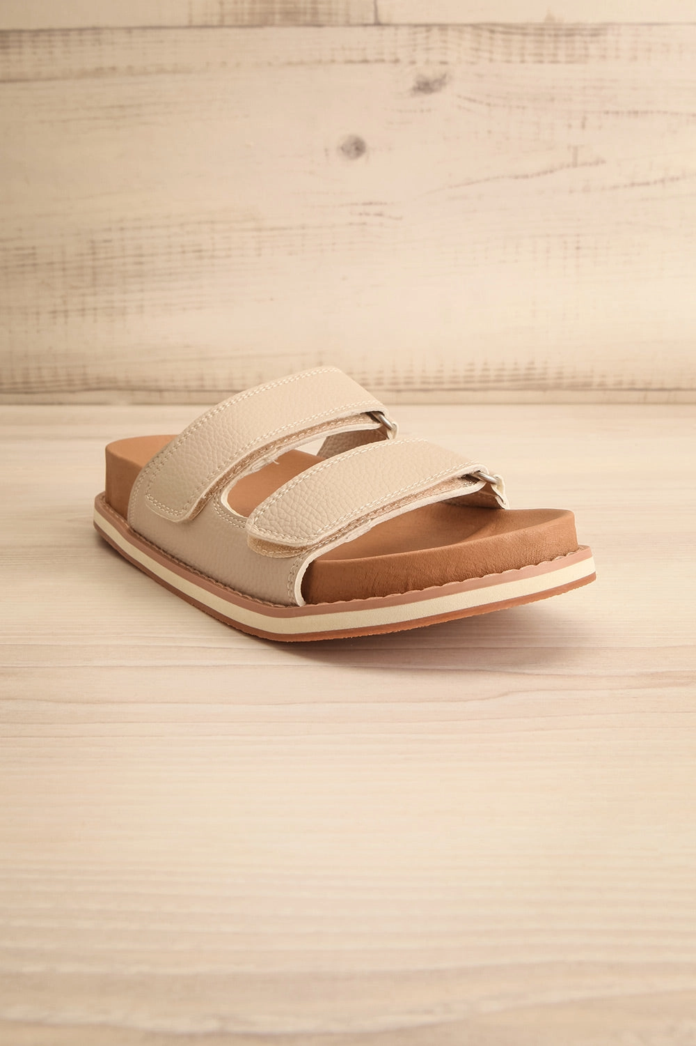 Siemna Grey | Slide Sandals w/ Velcro Straps