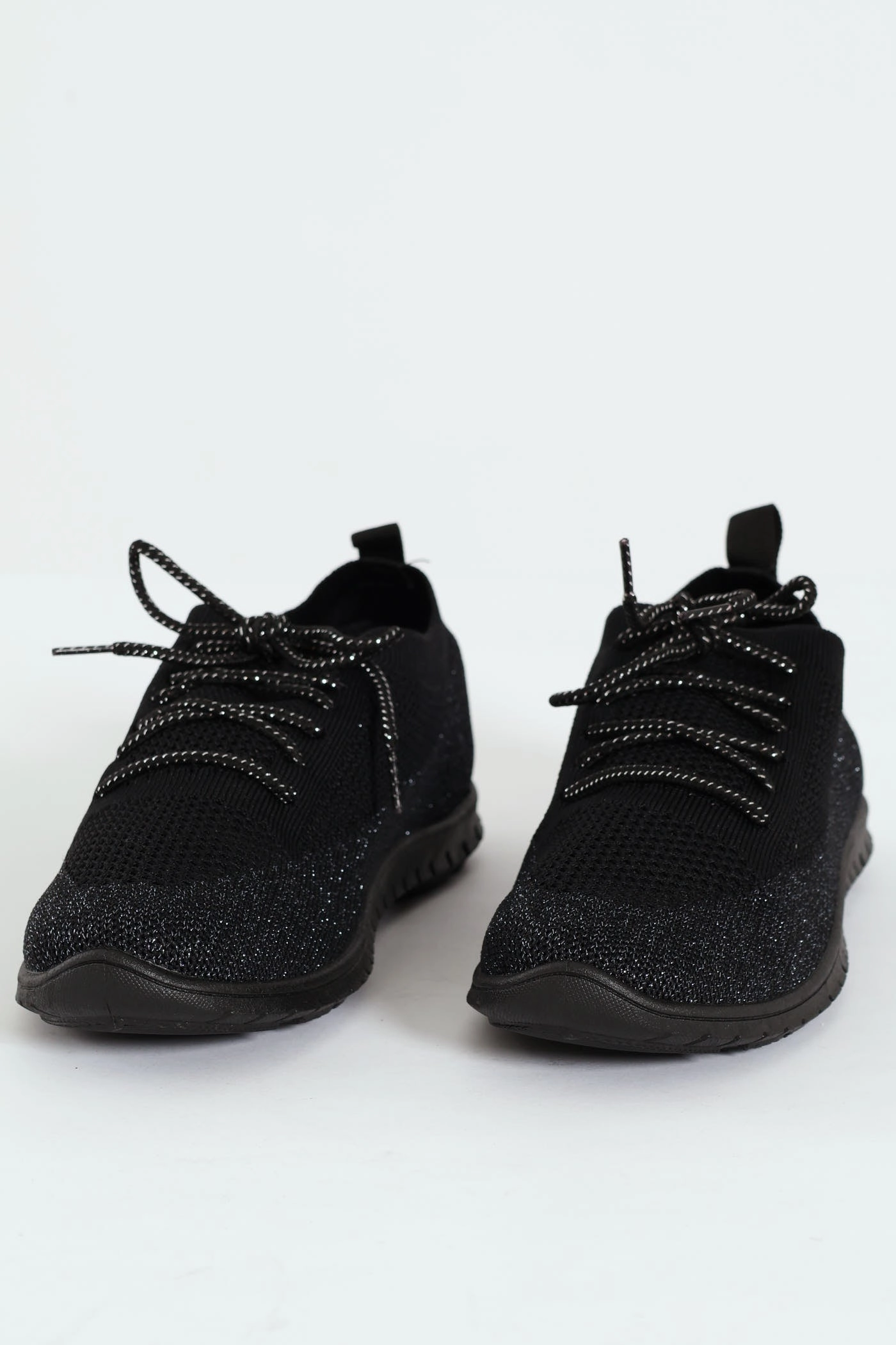 Soft Nansen Lurex Lace Up Sneaker - Black