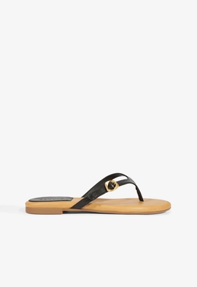 Sonia Black Leather Flat Sandal