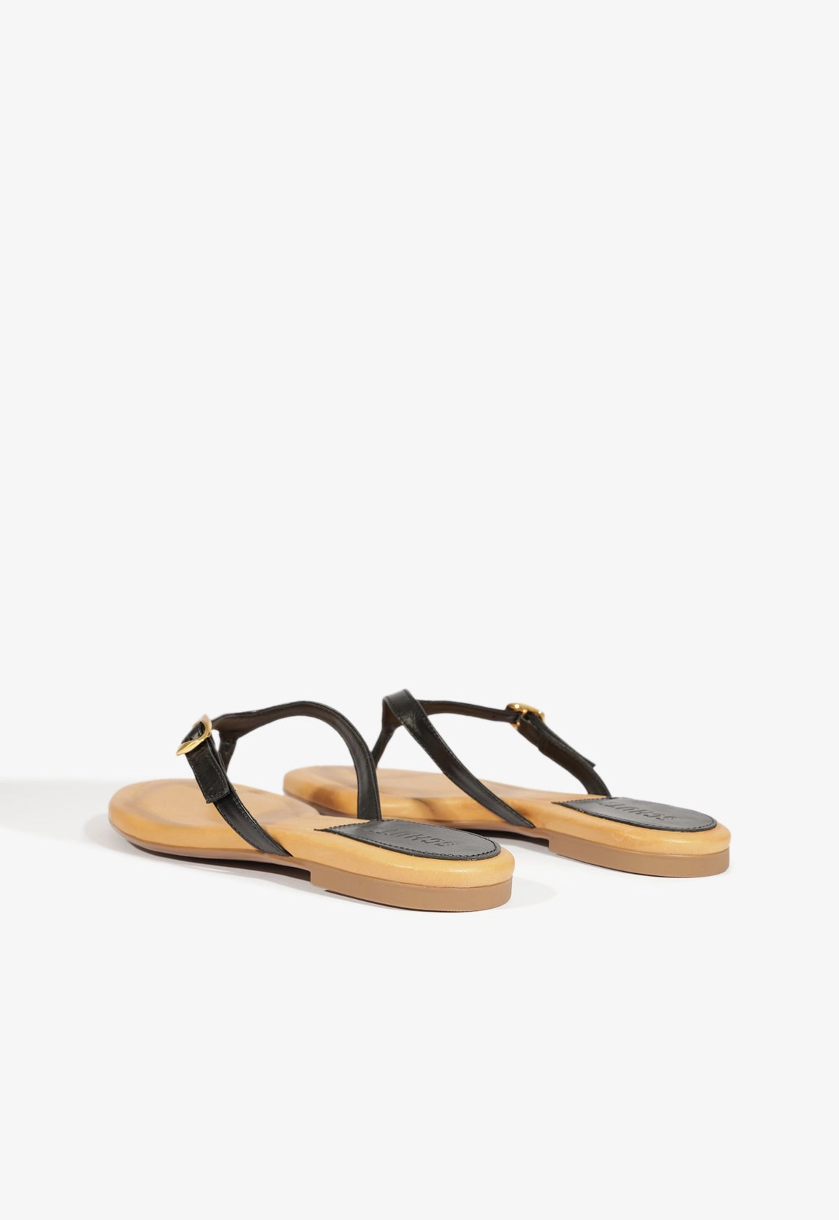 Sonia Black Leather Flat Sandal