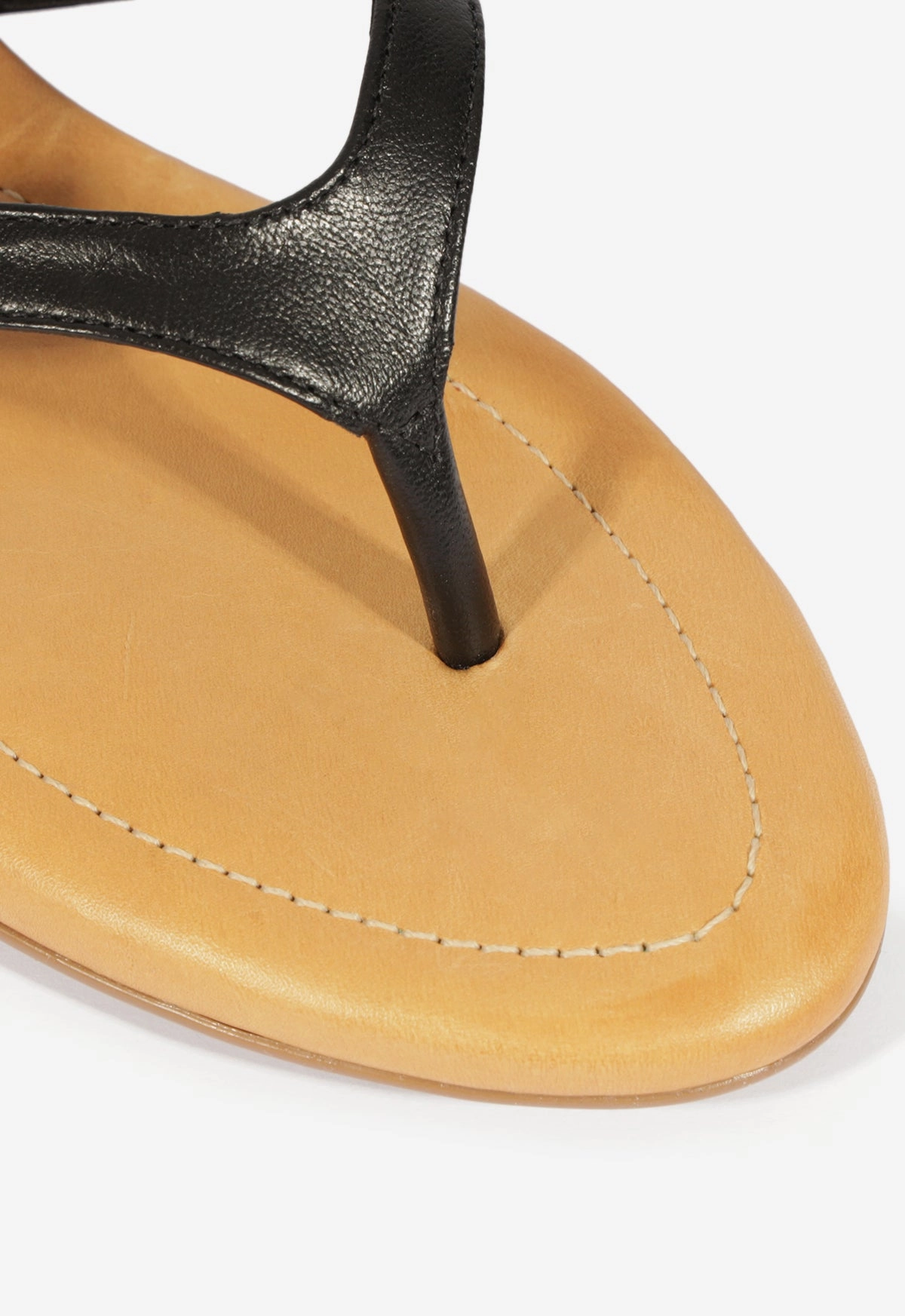 Sonia Black Leather Flat Sandal