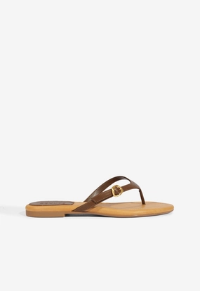 Sonia Brown Leather Flat Sandal