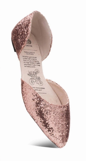 Sparkling Rose' Roll-A-Soles Shoes In Rose Gold
