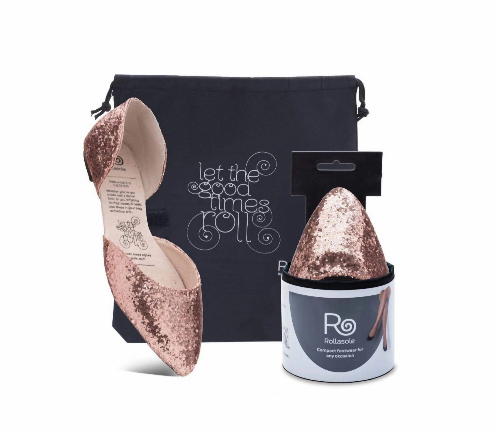 Sparkling Rose' Roll-A-Soles Shoes In Rose Gold