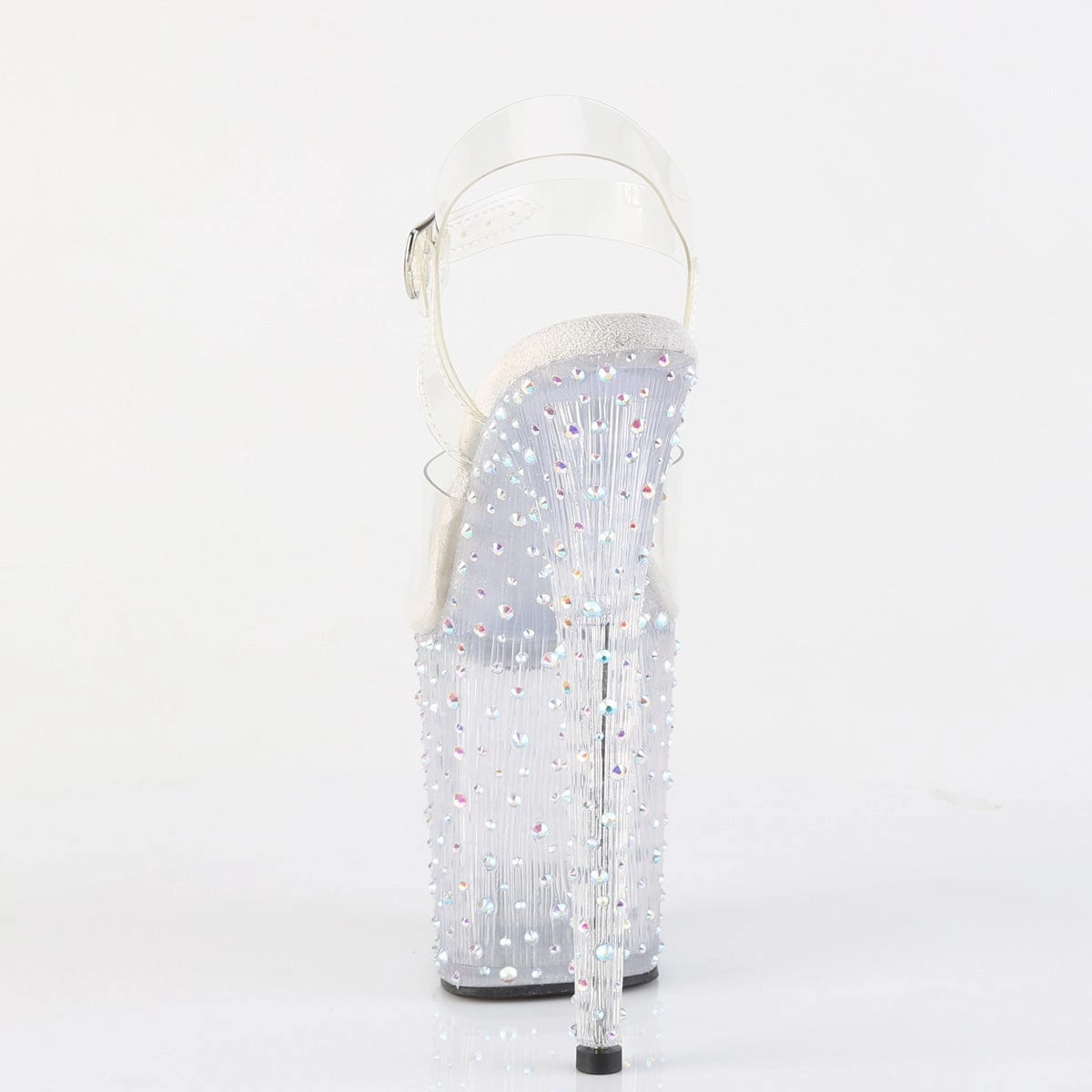 STARDANCE-808 Platform Shoes Clear/Clear-Silver Multi Rhinestone