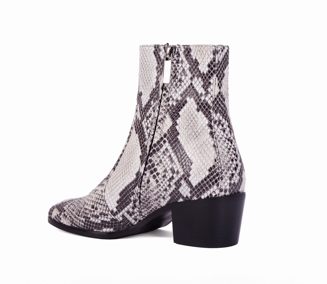 Steffy Vegan Leather Low Heeled Vegan Boots | Python