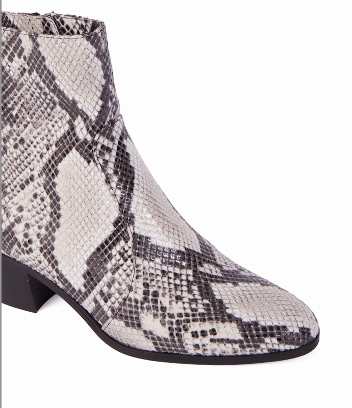 Steffy Vegan Leather Low Heeled Vegan Boots | Python