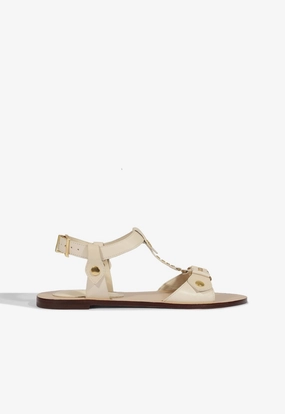 Stevie White Leather Flat Sandal