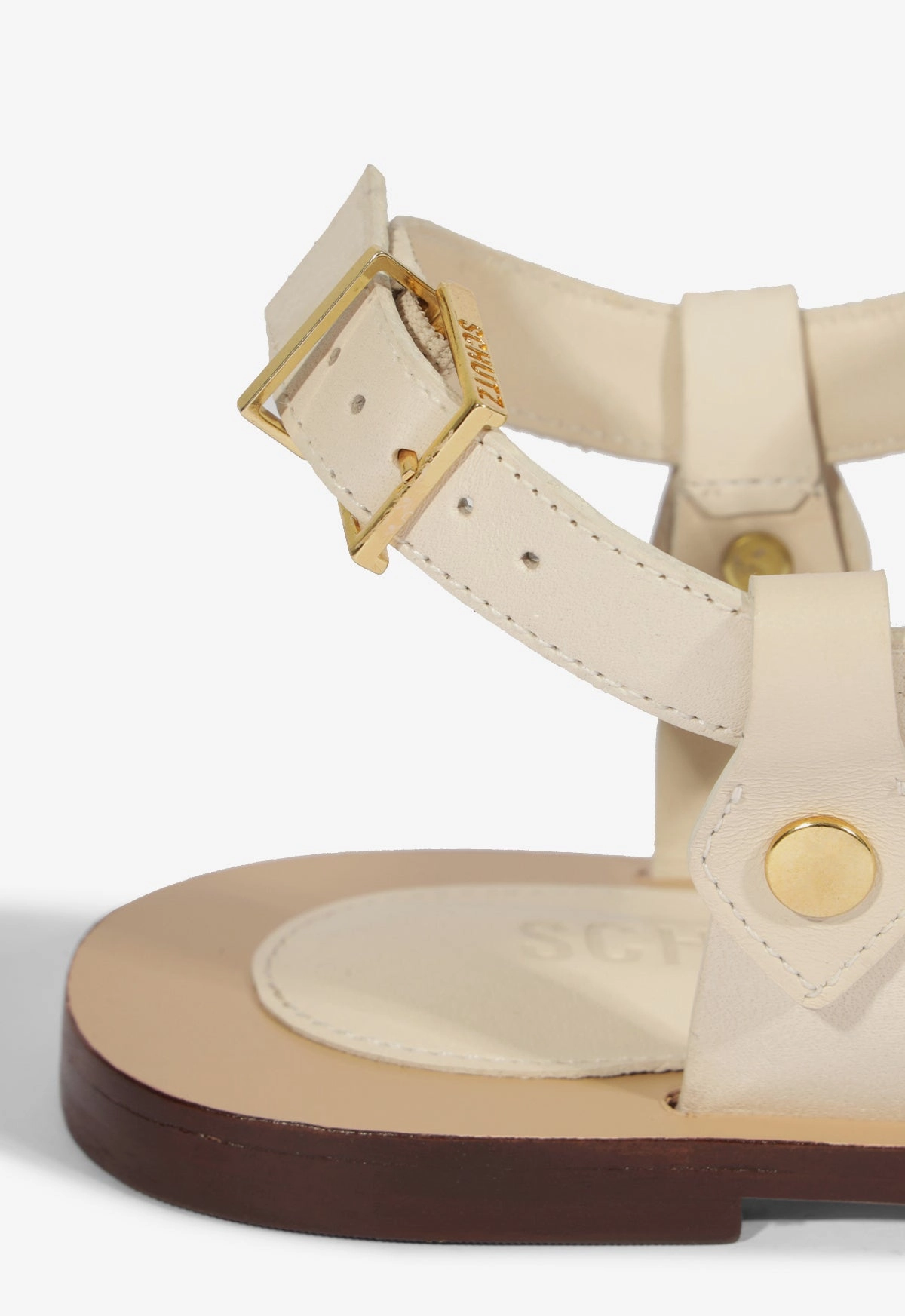 Stevie White Leather Flat Sandal