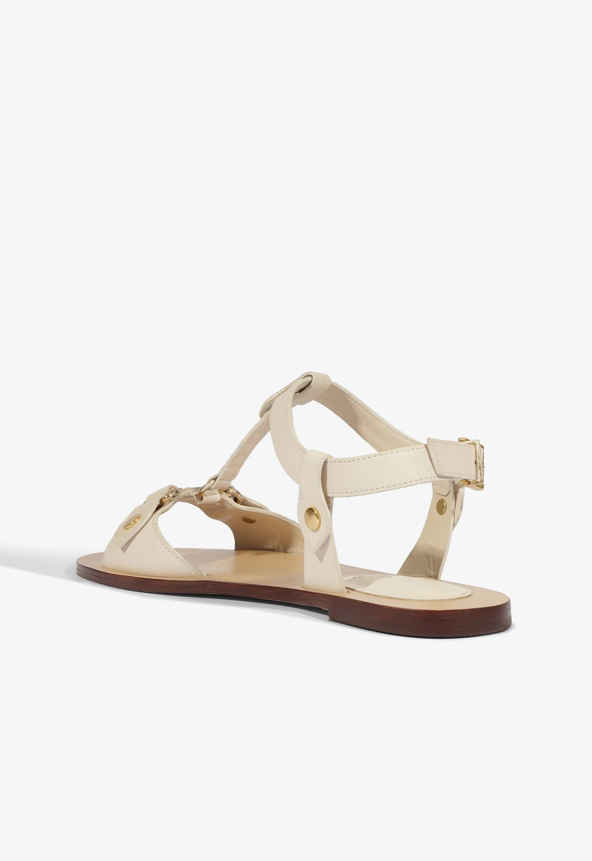 Stevie White Leather Flat Sandal