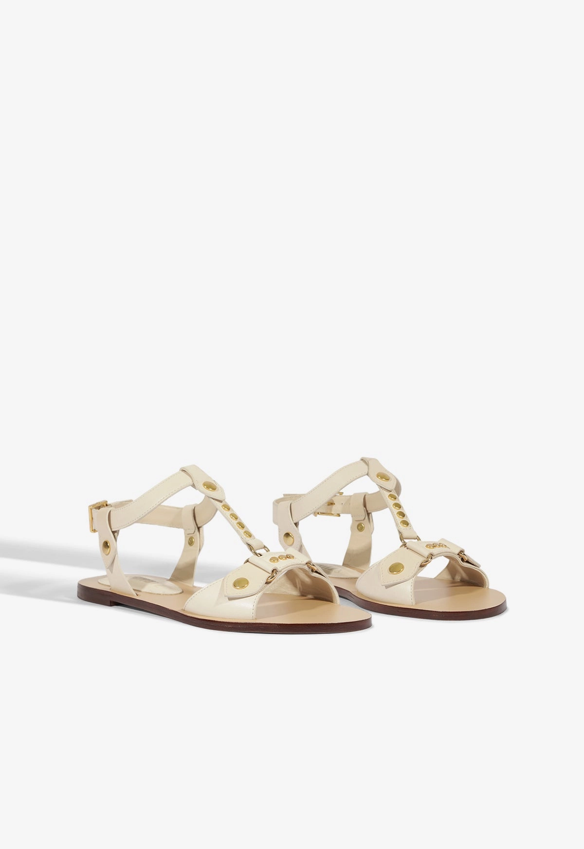 Stevie White Leather Flat Sandal