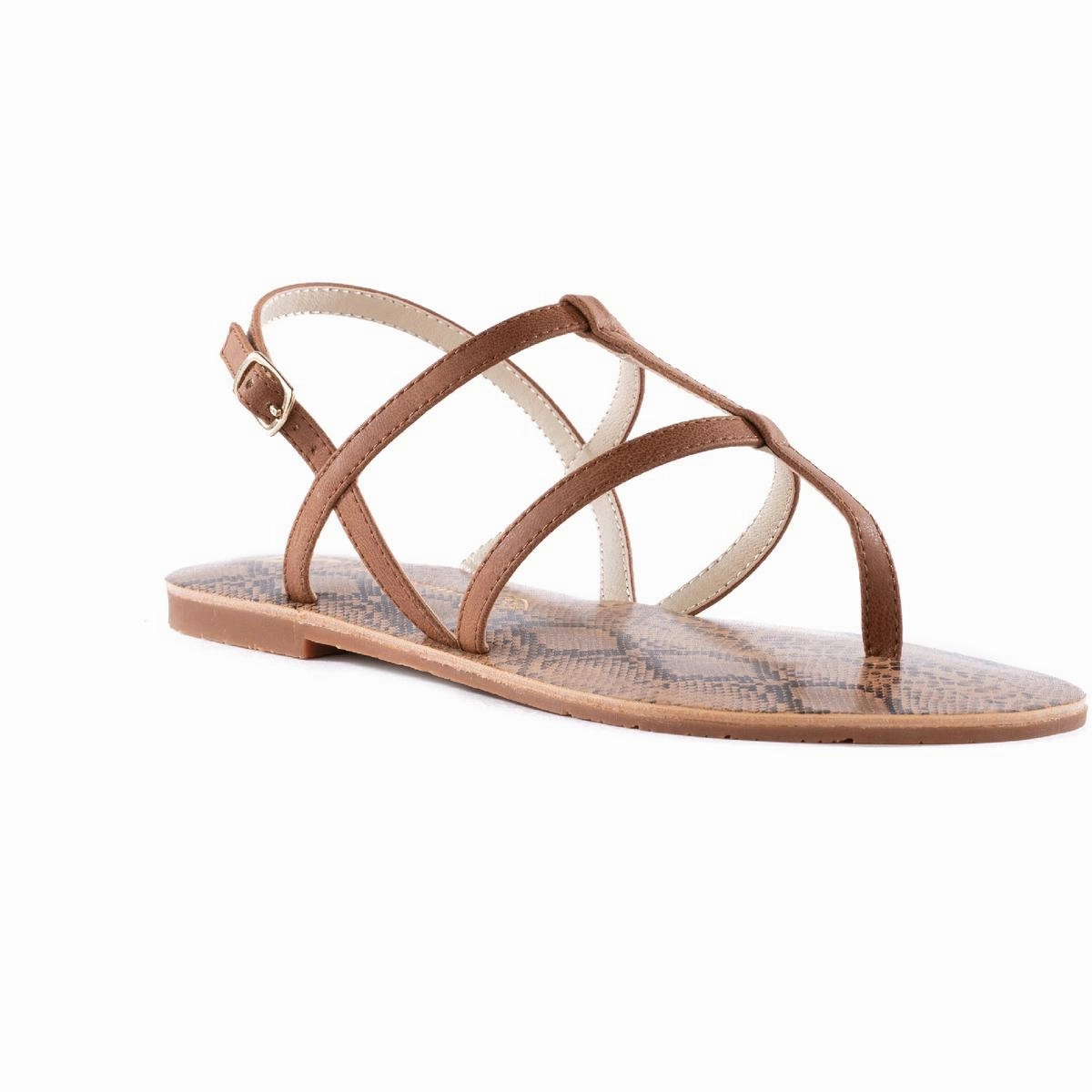 Super Woman Womens Vegan Leather Slingback Flat Sandals