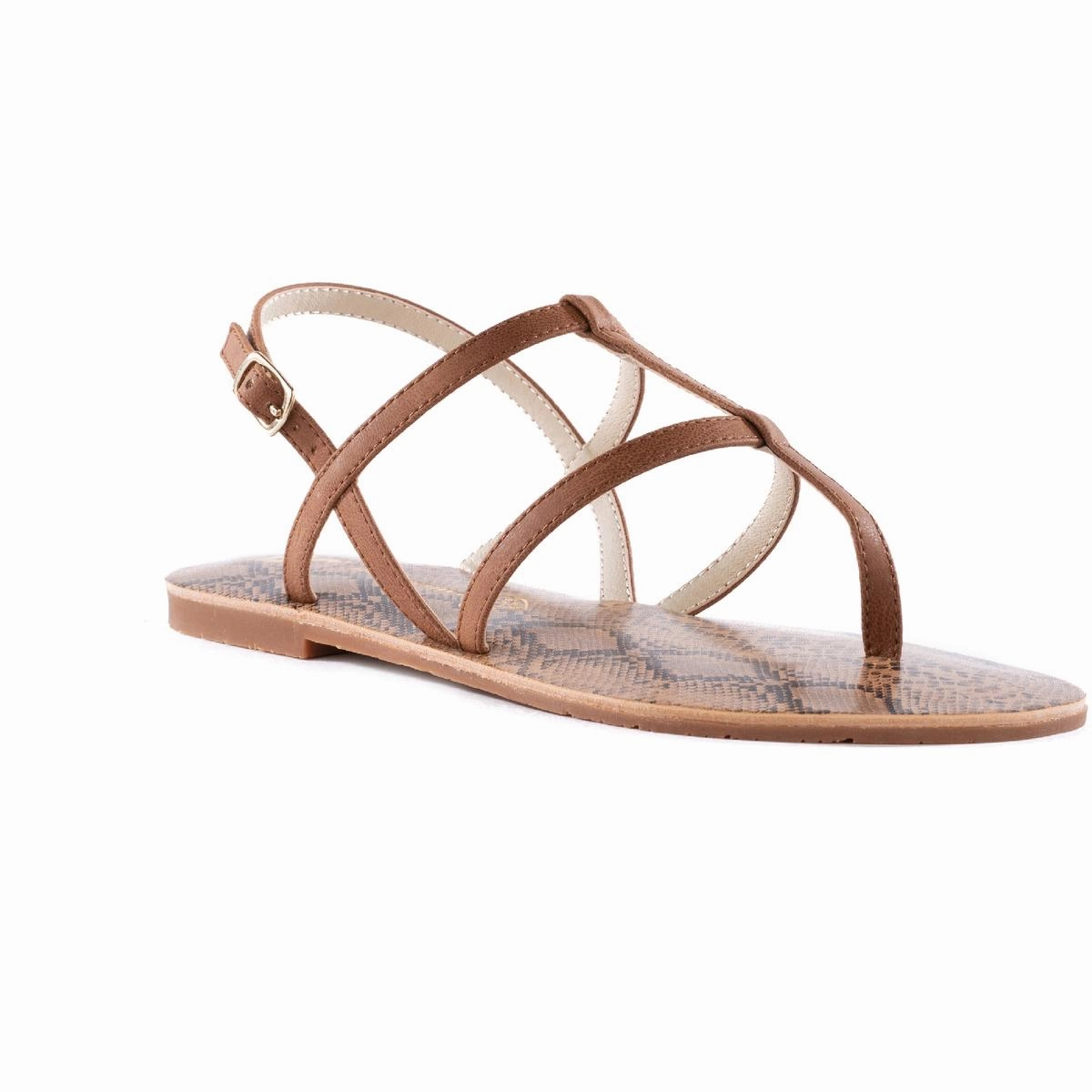 Super Woman Womens Vegan Leather Slingback Flat Sandals
