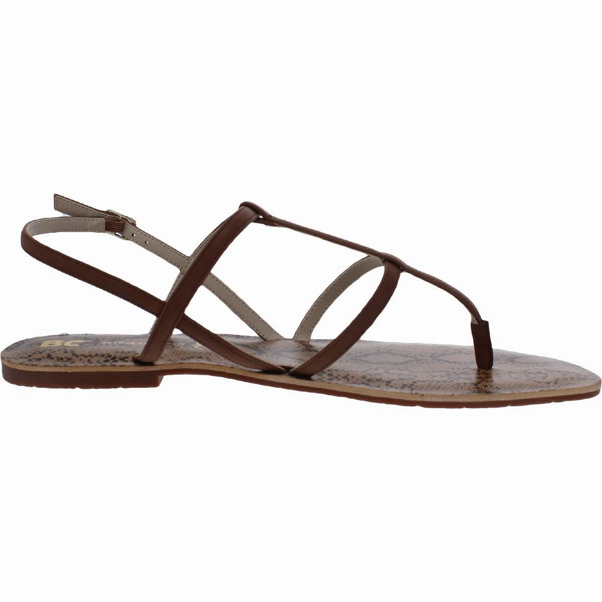 Super Woman Womens Vegan Leather Slingback Flat Sandals