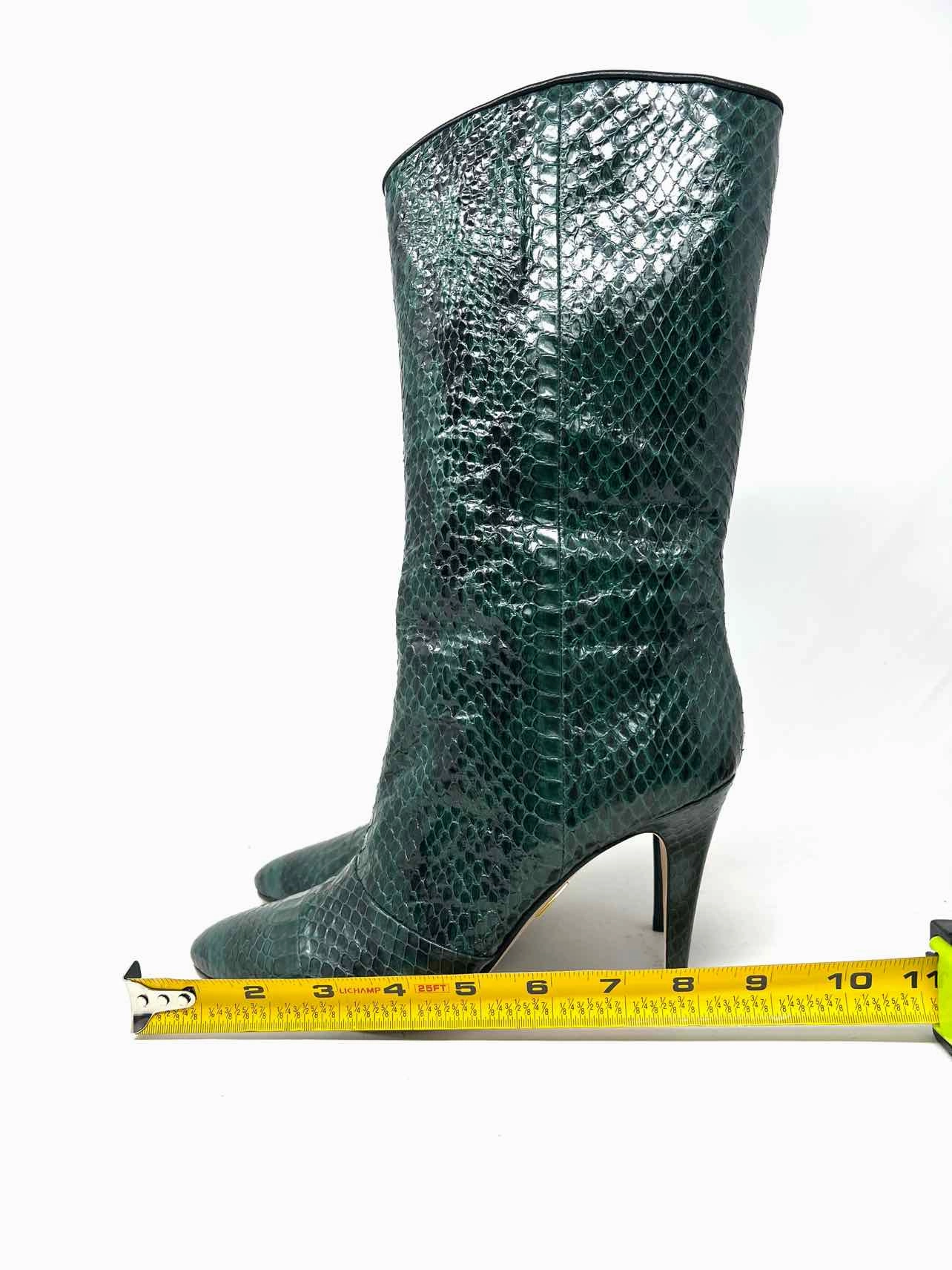 Tamara Mellon Size 6 Green/Black Snake Skin Leather W/ DUST BAG Designer Boots