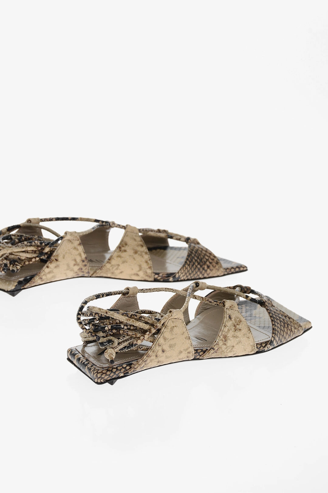 The Attico Lace-Up Renee Sandals With Snake Printed Leather