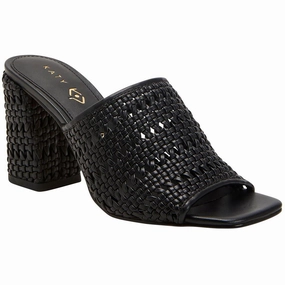 The Tana Slide Womens Woven Faux Leather Block Heel