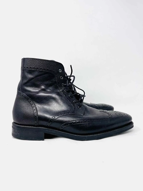 Thursday Size 9.5 Black Lace-Up Leather Men's Shoes Boots