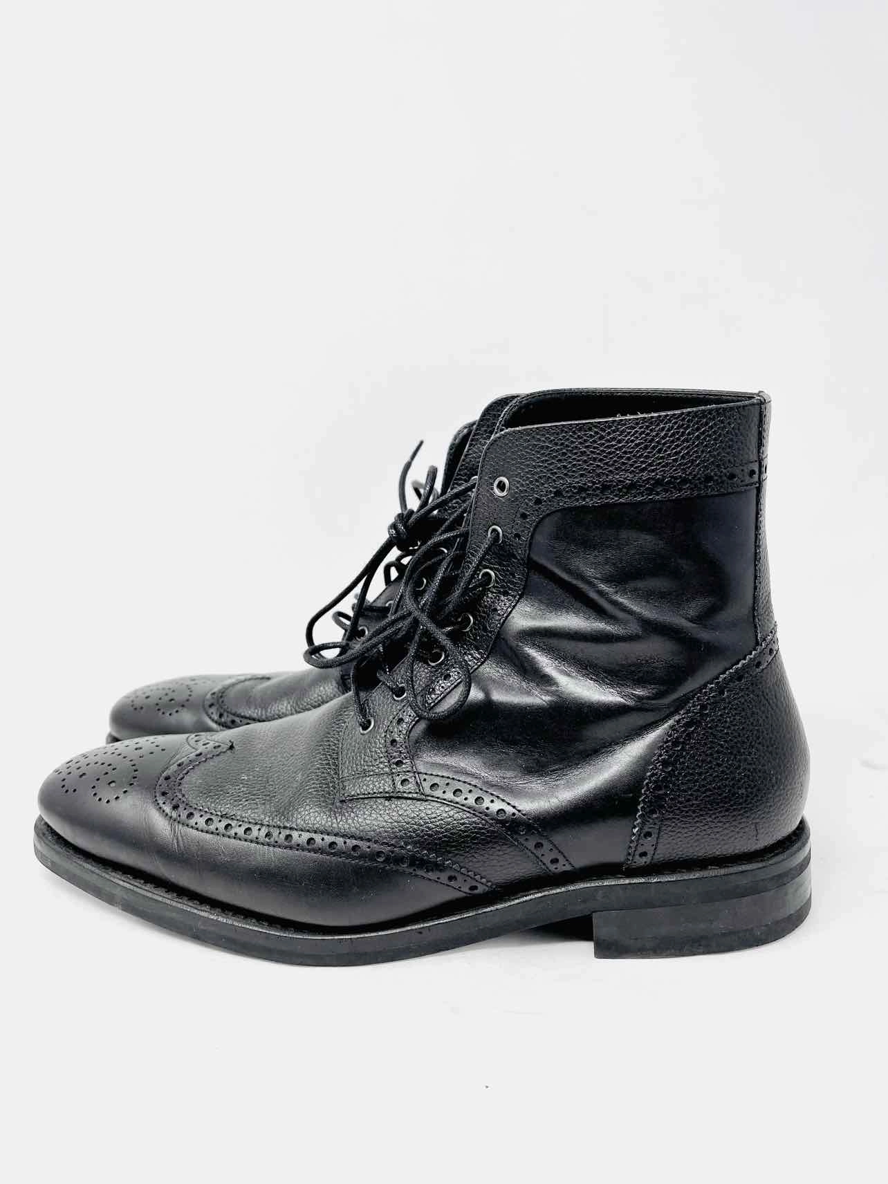 Thursday Size 9.5 Black Lace-Up Leather Men's Shoes Boots