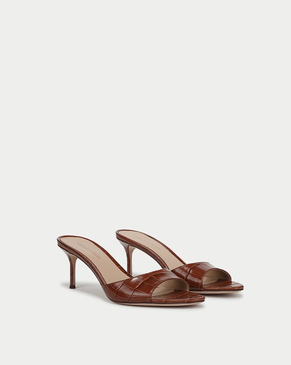 Tia Croc-Embossed Sandal