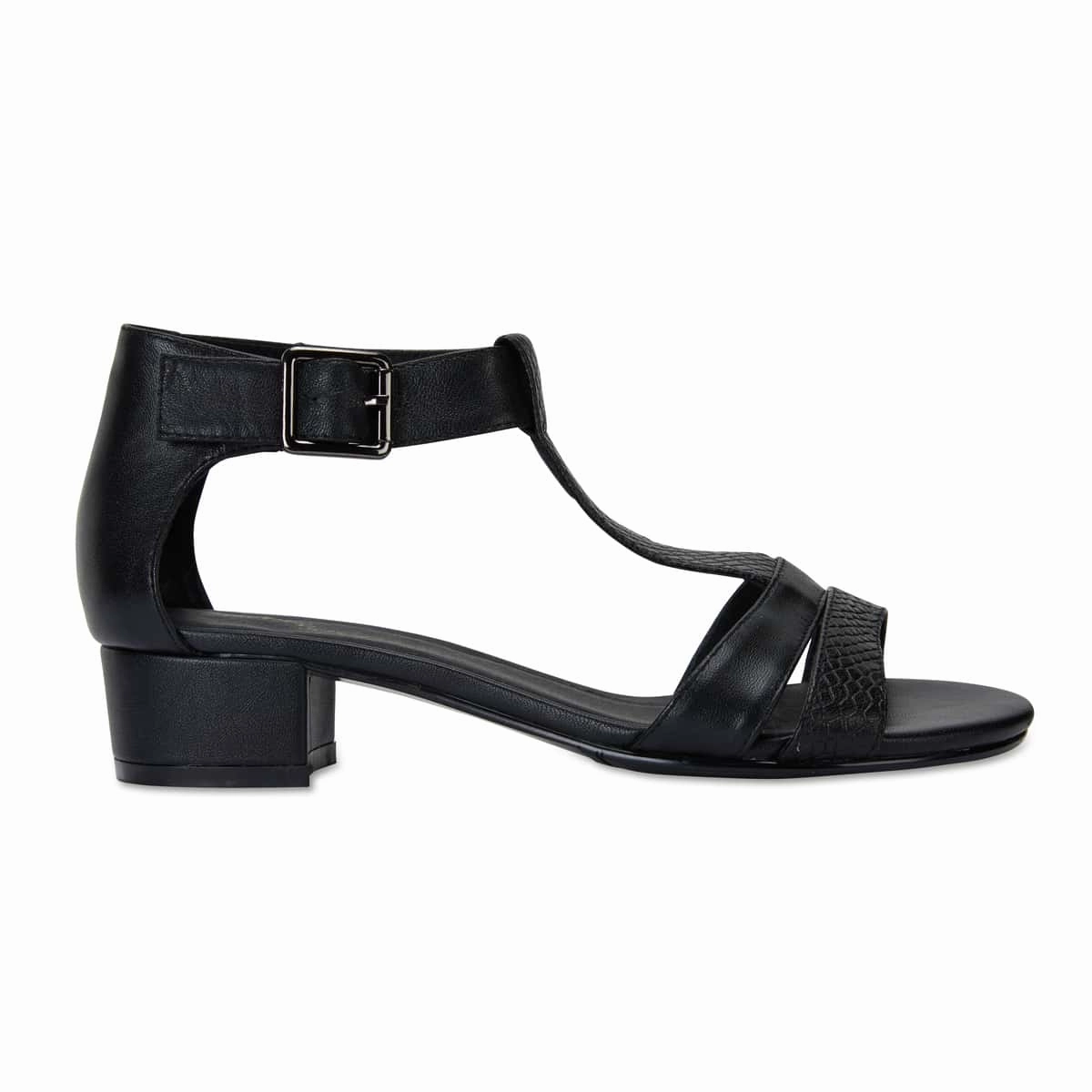 Title Heel in Black Leather