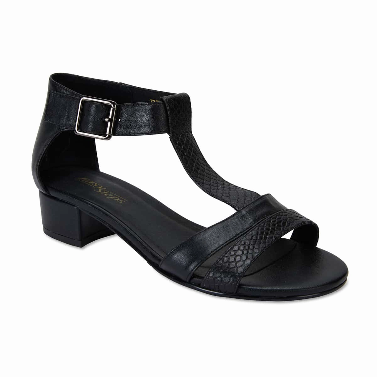 Title Heel in Black Leather