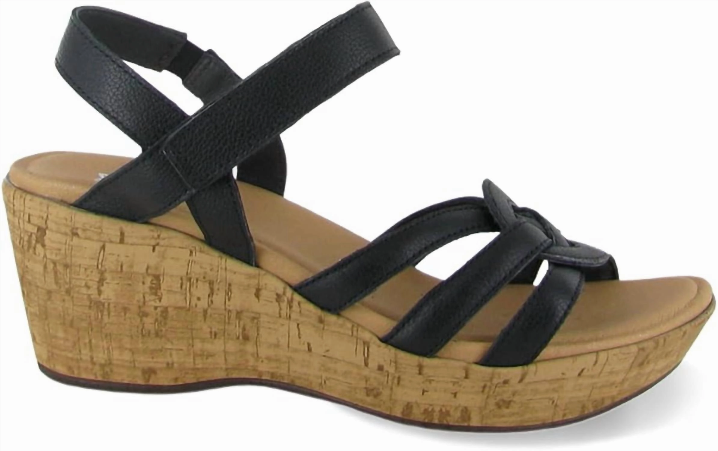 Tropical Wedge Sandal In Black Soft Leather