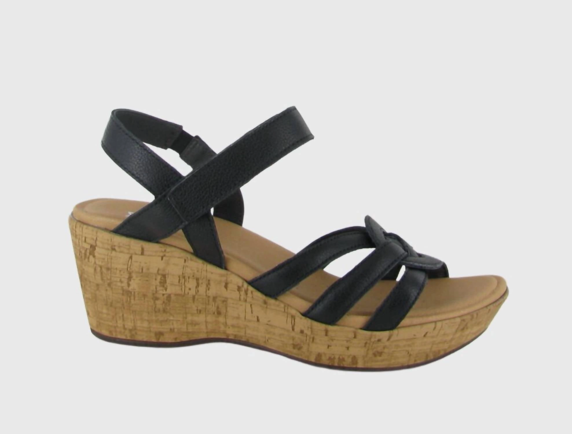 Tropical Wedge Sandal In Black Soft Leather