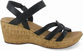 Tropical Wedge Sandal In Black Soft Leather