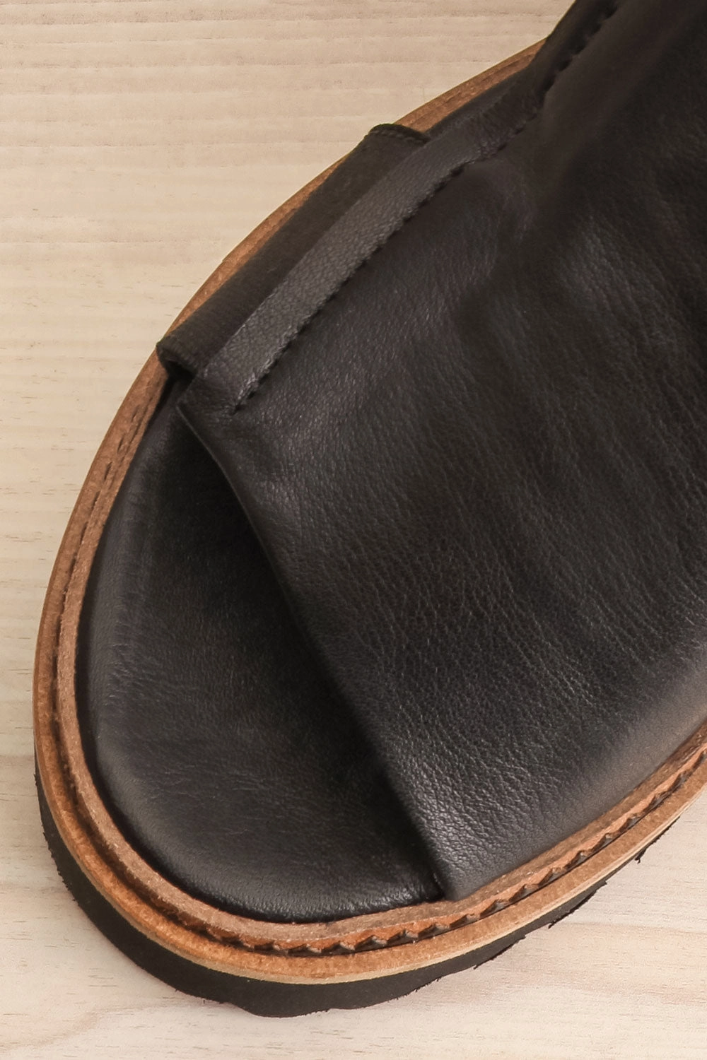 Turvey | Black Leather Open-Toe Sandals