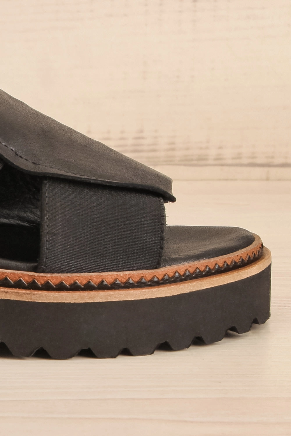 Turvey | Black Leather Open-Toe Sandals