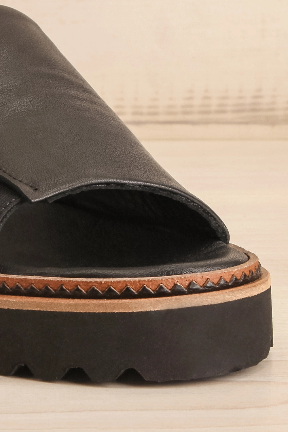 Turvey | Black Leather Open-Toe Sandals