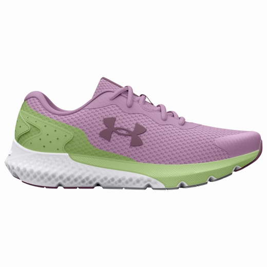 Under Armour Fresh Orchid/Lumos Lime/Misty Purple Charged Rogue 3 Youth Sneaker