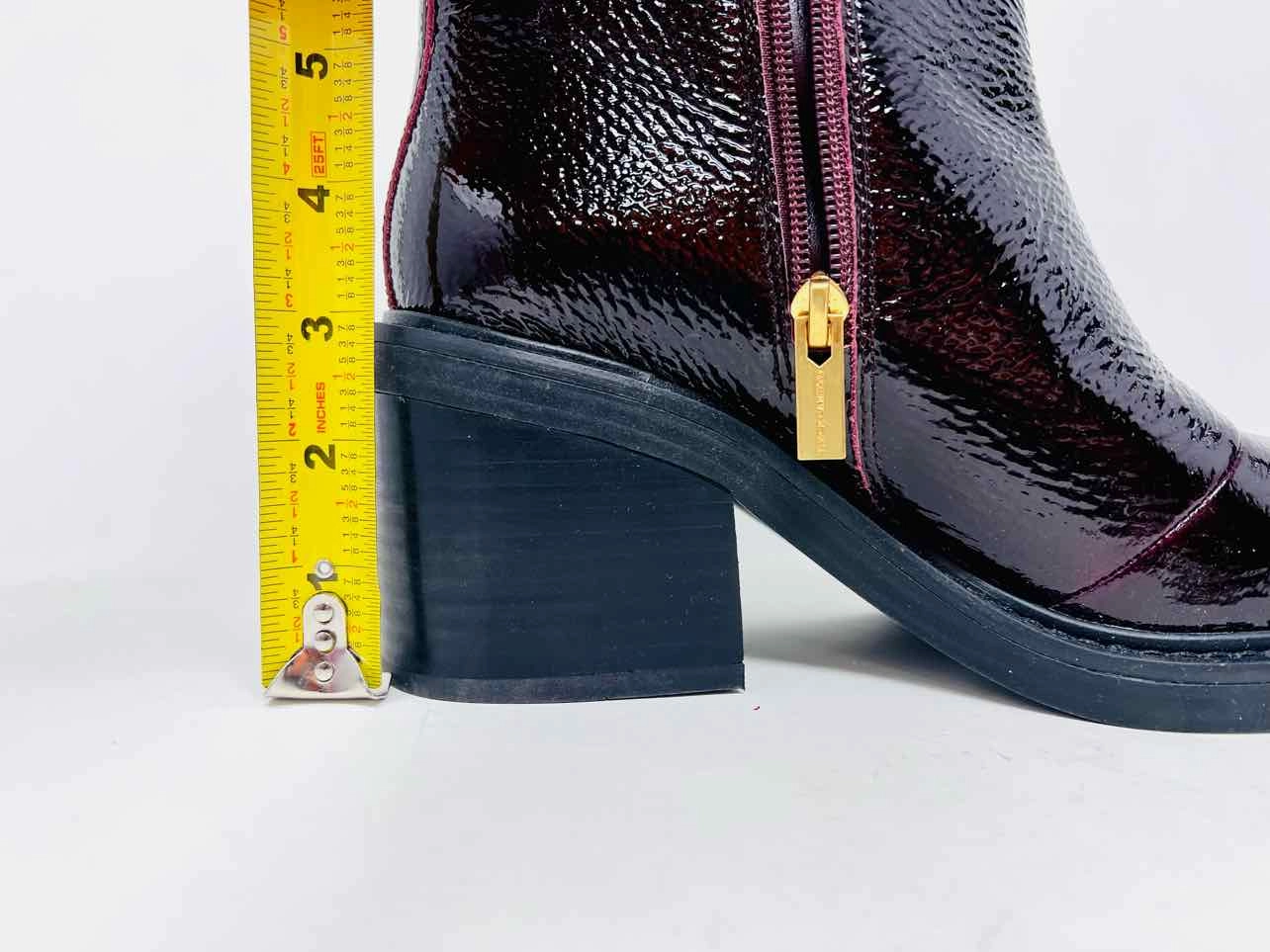 Vince Camuto Size 8 Oxblood/Gold Buckle(s) Patent Leather Shoes Boots
