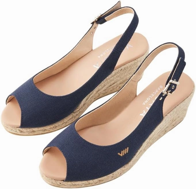 VISCATA Gavina Canvas Slingback Wedge with Ankle Strap Handmade 2  Heel Women's Sandals with Breathable Organic Cotton Canvas and 100% Natural Jute Midsole for all Casual Occasions