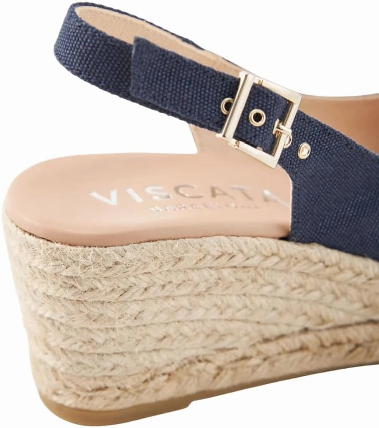 VISCATA Gavina Canvas Slingback Wedge with Ankle Strap Handmade 2  Heel Women's Sandals with Breathable Organic Cotton Canvas and 100% Natural Jute Midsole for all Casual Occasions