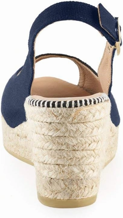VISCATA Gavina Canvas Slingback Wedge with Ankle Strap Handmade 2  Heel Women's Sandals with Breathable Organic Cotton Canvas and 100% Natural Jute Midsole for all Casual Occasions
